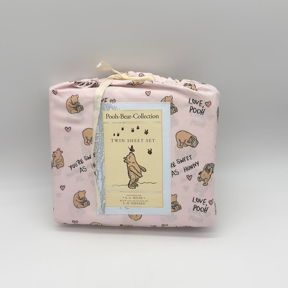 Classic Winnie the Pooh Pink TWIN Sheet Set Love Sweet As Hunny NEW